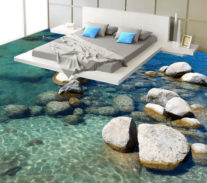 3D Seaside Stone 016 Floor Mural Wallpaper AJ Wallpaper 2 
