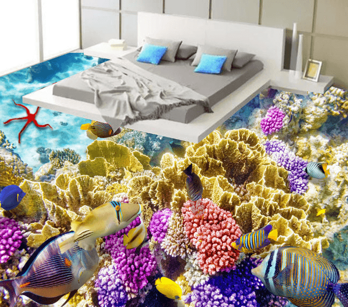3D Bright Coral 201 Floor Mural Wallpaper AJ Wallpaper 2 