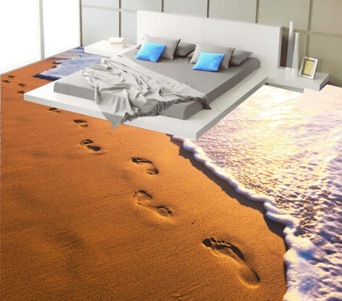 3D Beach Footprints 171 Floor Mural Wallpaper AJ Wallpaper 2 