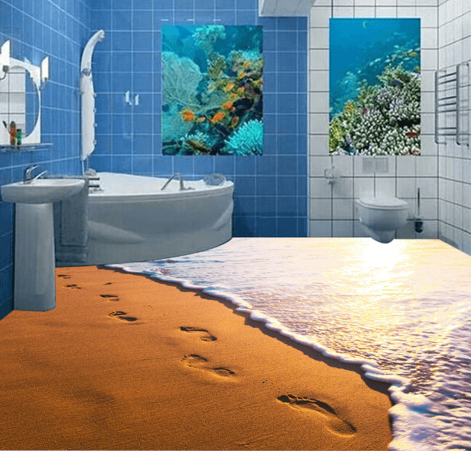 3D Beach Footprints 171 Floor Mural Wallpaper AJ Wallpaper 2 