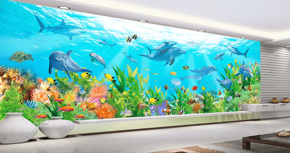 3D Dolphin Coral 177 Wallpaper AJ Wallpaper 