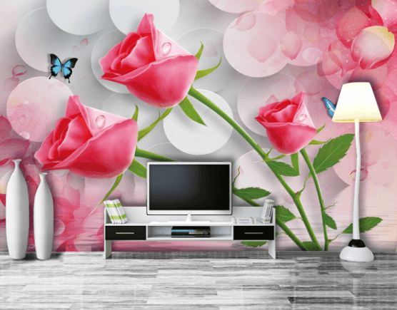 3D Curved Flower 180 Wallpaper AJ Wallpaper 