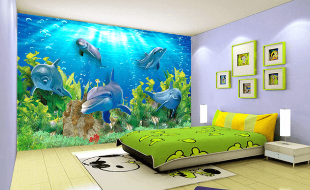 3D Sea Stone Dolphin 208 Wallpaper AJ Wallpaper 