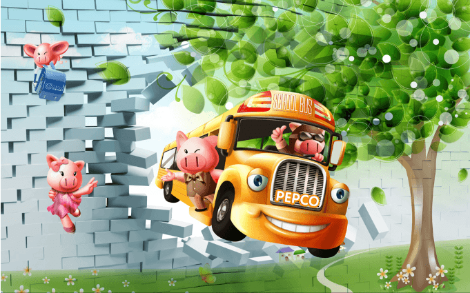 3D Pigs School Bus Wallpaper AJ Wallpaper 