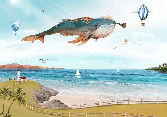3D Sea Flying Whale Wallpaper AJ Wallpaper 