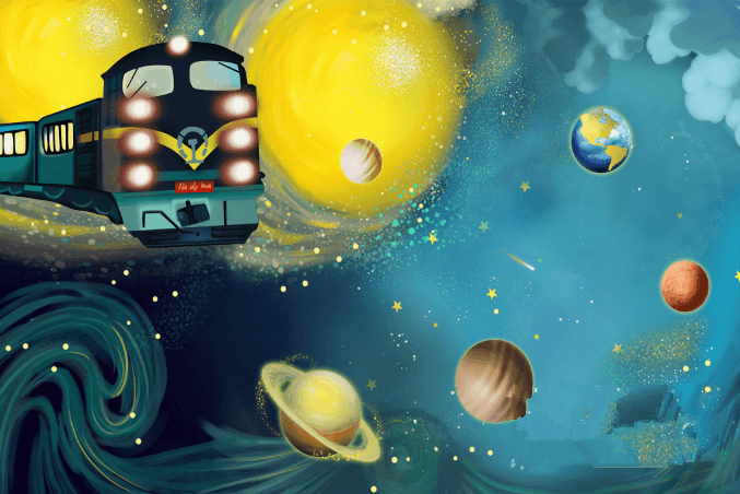 3D Space Running Train Wallpaper AJ Wallpaper 