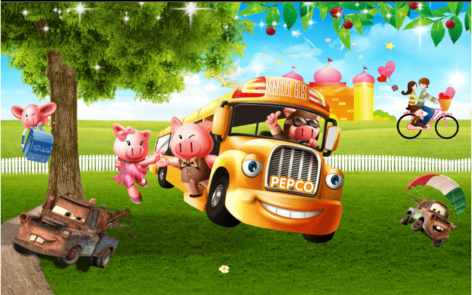 3D Grassland School Bus Wallpaper AJ Wallpaper 