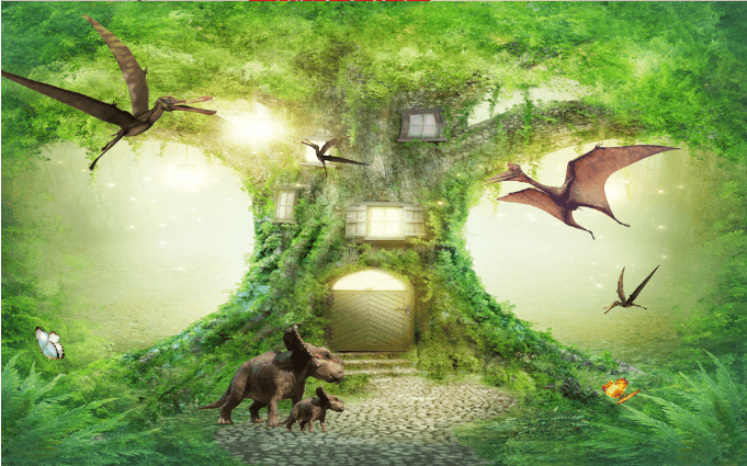 3D Flying Dinosaurs Tree House Wallpaper AJ Wallpaper 