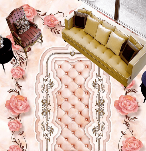 3D Pink Flower 101 Floor Mural Wallpaper AJ Wallpaper 2 