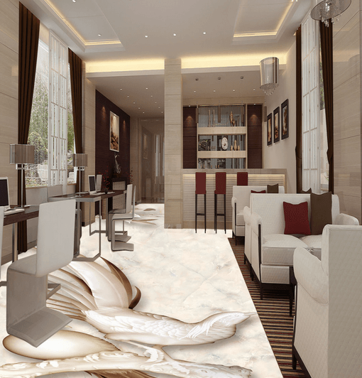 3D White Bird 155 Floor Mural Wallpaper AJ Wallpaper 2 