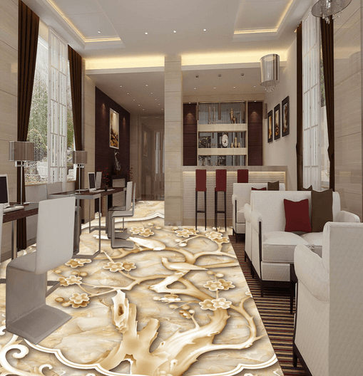 3D Gold Tree 153 Floor Mural Wallpaper AJ Wallpaper 2 