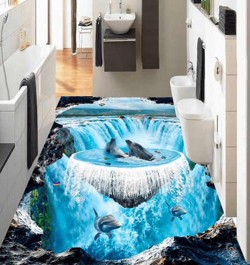 3D Dolphin Leisurely 163 Floor Mural Wallpaper AJ Wallpaper 2 
