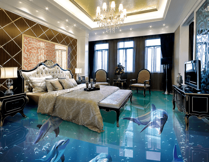 3D Deep Sea Dolphins 144 Floor Mural Wallpaper AJ Wallpaper 2 