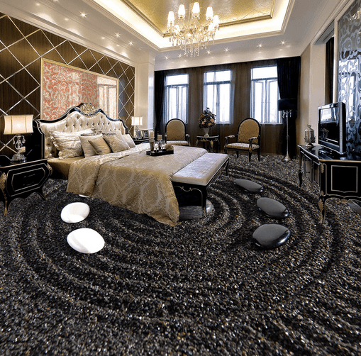 3D Black Stone 068 Floor Mural Wallpaper AJ Wallpaper 2 
