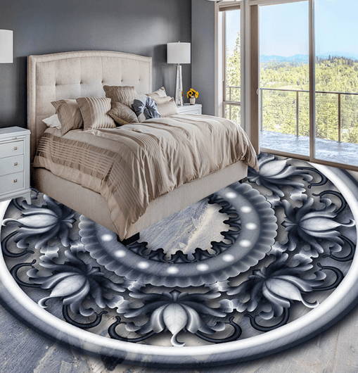 3D Round Black 098 Floor Mural Wallpaper AJ Wallpaper 2 