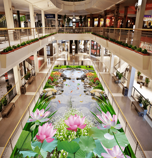 3D Lotus River 058 Floor Mural Wallpaper AJ Wallpaper 2 
