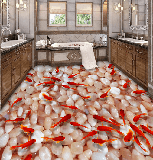 3D Red Fish 035 Floor Mural Wallpaper AJ Wallpaper 2 