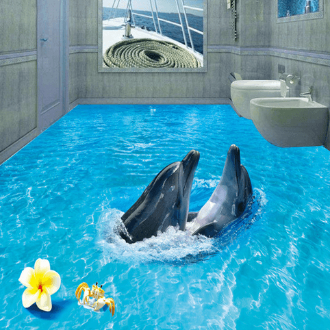 3D Dolphin Sunbathing 200 Floor Mural Wallpaper AJ Wallpaper 2 
