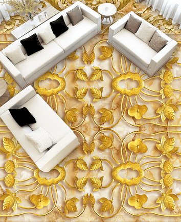 3D Gold Leaves 006 Floor Mural Wallpaper AJ Wallpaper 2 
