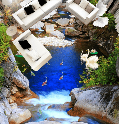 3D Creek 055 Floor Mural Wallpaper AJ Wallpaper 2 