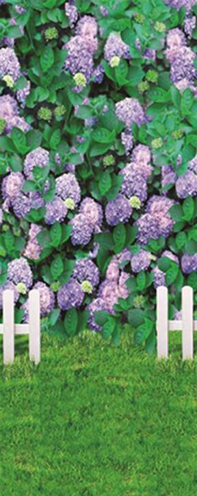 3D purple flowers grassland fence door mural Wallpaper AJ Wallpaper 