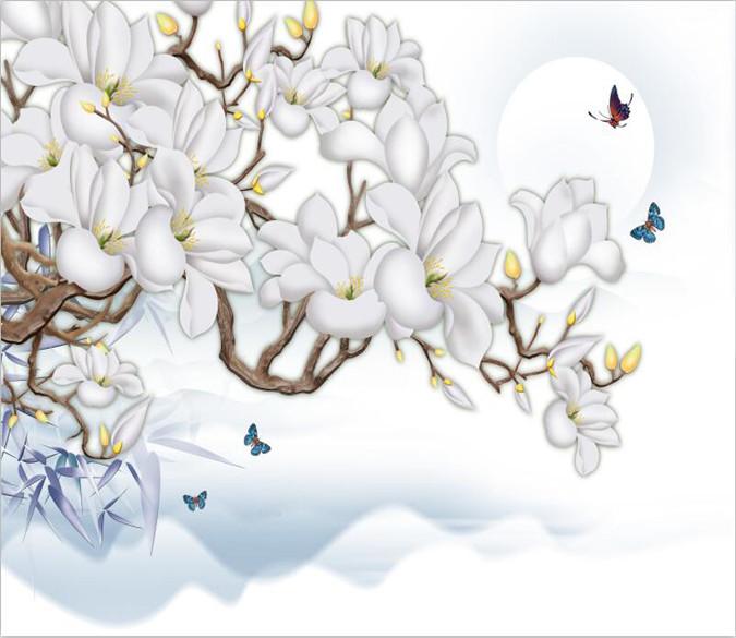 White Flower Blossoming And Swallows 3 Wallpaper AJ Wallpaper 1 