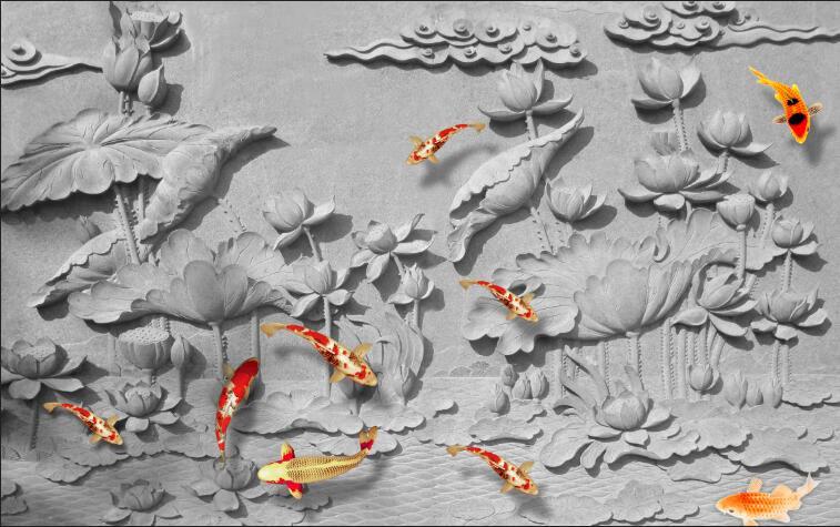 3D Flower stone fish Wallpaper AJ Wallpaper 1 