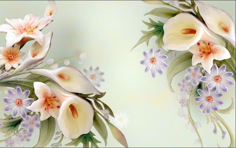 3D Fresh white flowers Wallpaper AJ Wallpaper 1 