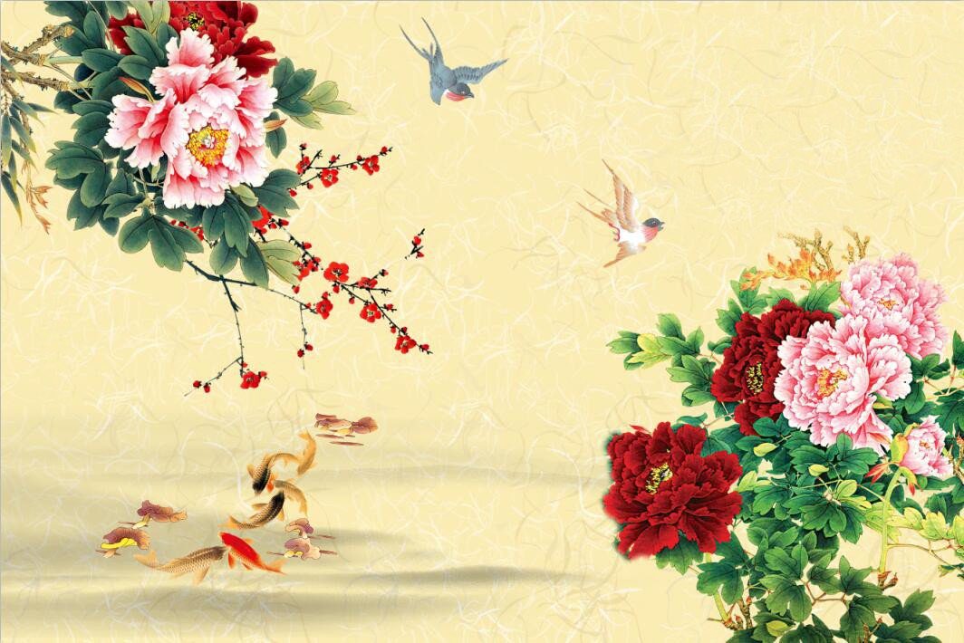 3D Bright retro flower pattern Wallpaper AJ Wallpaper 1 