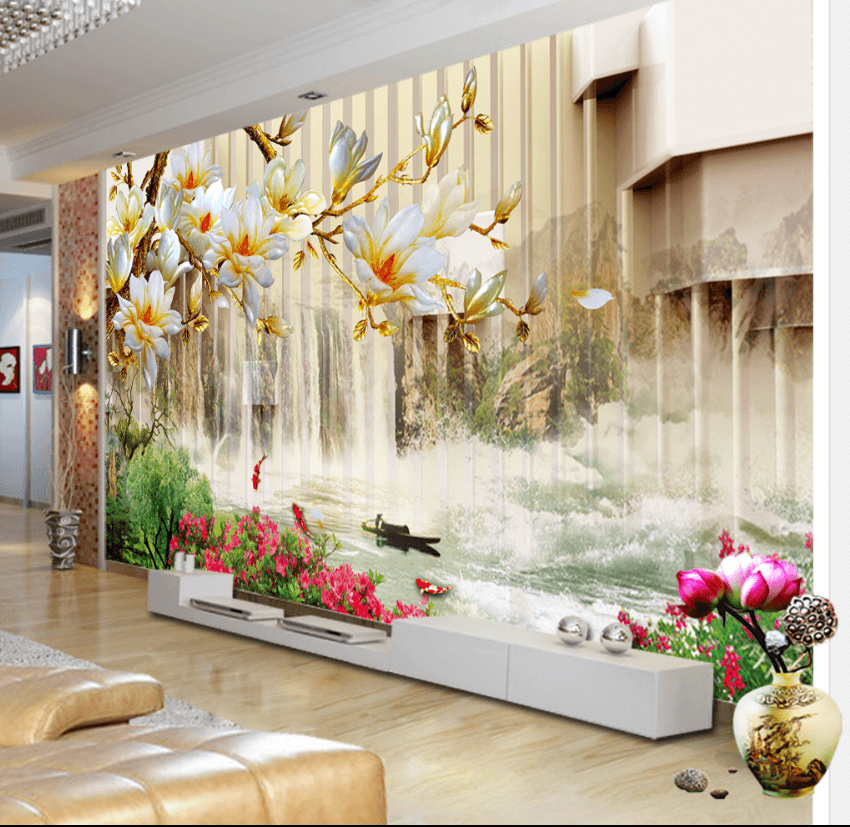 3D Boat Flower 109 Wallpaper AJ Wallpaper 