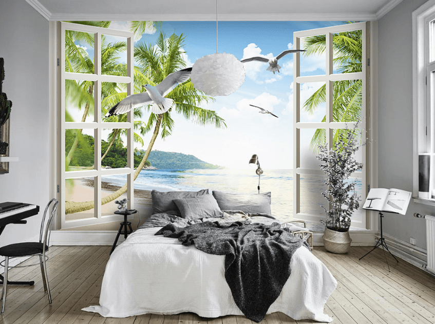 3D Beach Bird 060 Wallpaper AJ Wallpaper 