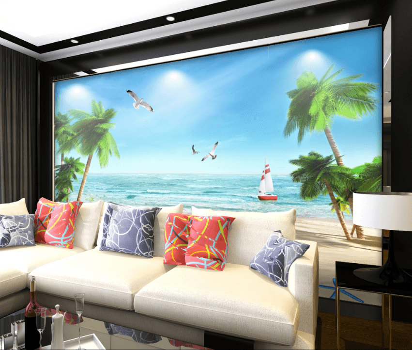 3D Beach Boat 563 Wallpaper AJ Wallpaper 