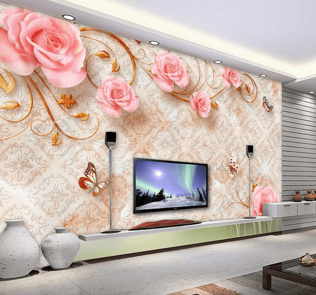 3D Rose Butterfly 449 Wallpaper AJ Wallpaper 