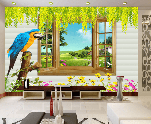 3D Parrot Flower 438 Wallpaper AJ Wallpaper 
