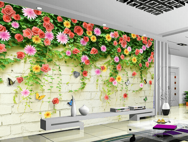 3D Flower Butterfly 349 Wallpaper AJ Wallpaper 