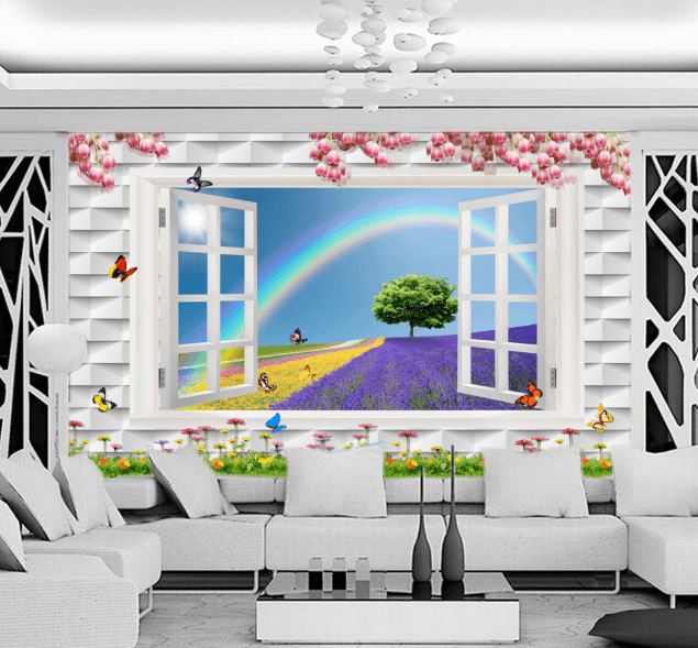 3D Rainbow Flower 302 Wallpaper AJ Wallpaper 