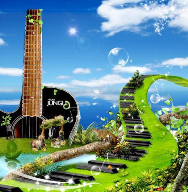 3D Guitar And Piano 916 Curtains Drapes Wallpaper AJ Wallpaper 