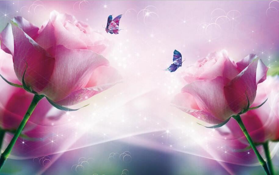 3D Flowers Butterflies 894 Curtains Drapes Wallpaper AJ Wallpaper 
