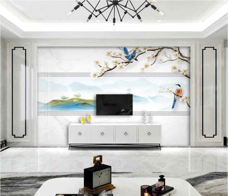 3D Bird White Flower WC2689 Wall Murals