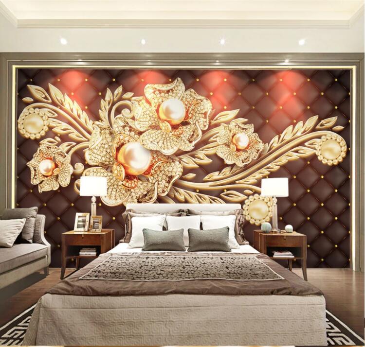 3D Yellow Diamond Flower WC366 Wall Murals