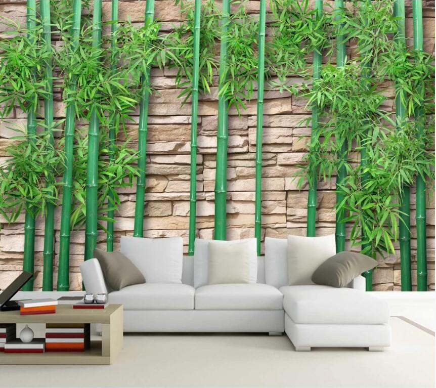 3D Bamboo Leaves WC1687 Wall Murals