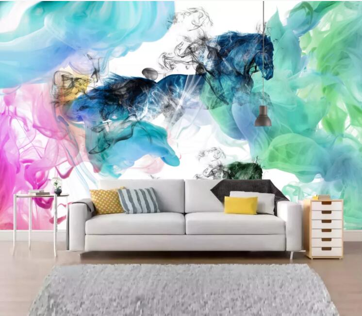 3D Horse Black Mist WC1617 Wall Murals