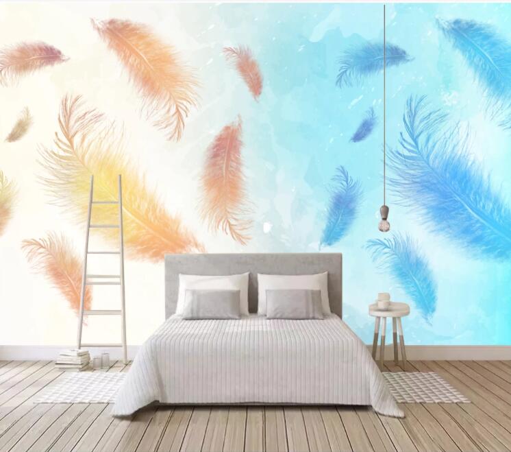 3D Blue Feather WC1614 Wall Murals
