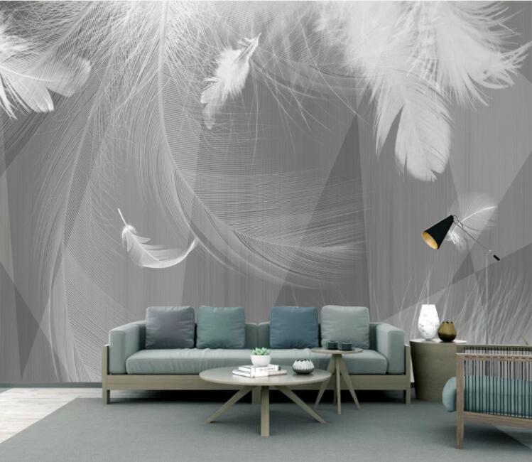 3D White Feather WC2715 Wall Murals