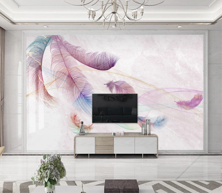 3D Purple Feathers WC2539 Wall Murals