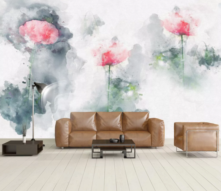3D Painting Misty Flowers WC907 Wall Murals