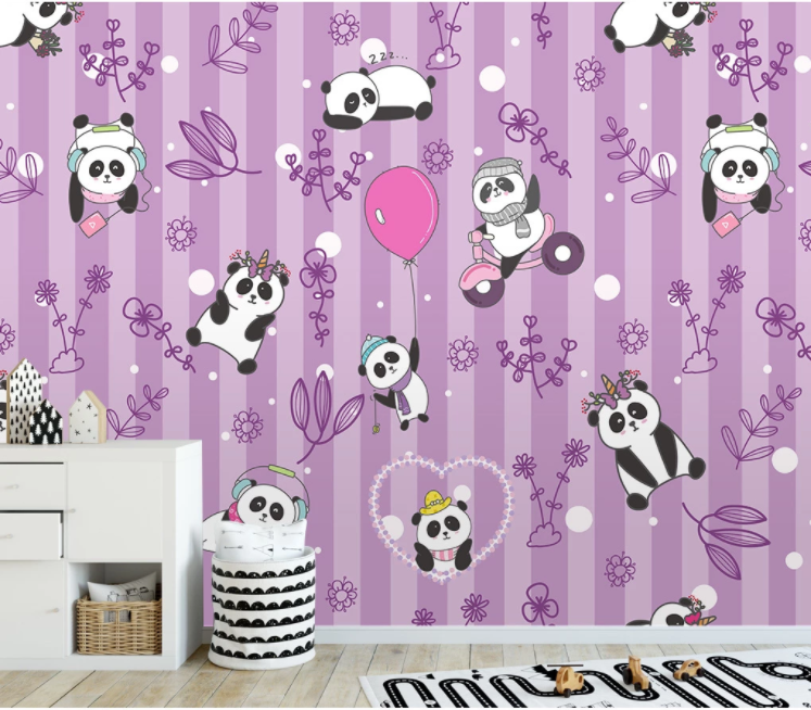 3D Panda Flower WC1718 Wall Murals