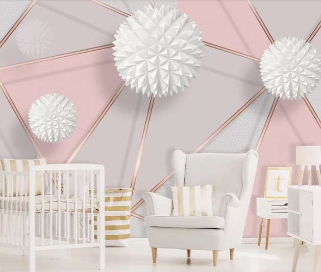 3D White Ball WC2053 Wall Murals