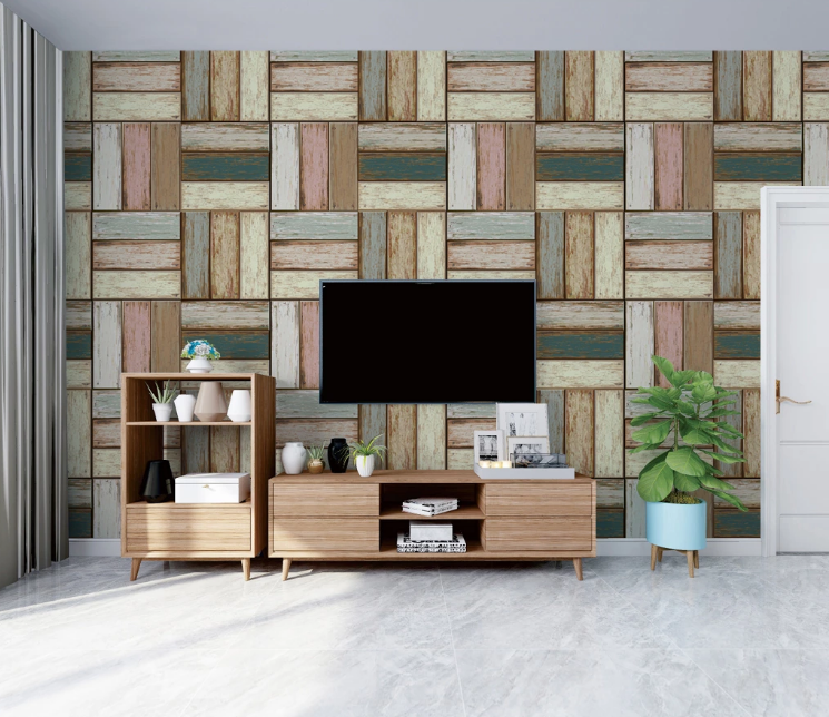 3D Square Wood WC2408 Wall Murals