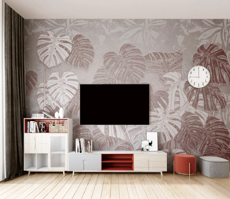 3D Red Leaf WC2378 Wall Murals